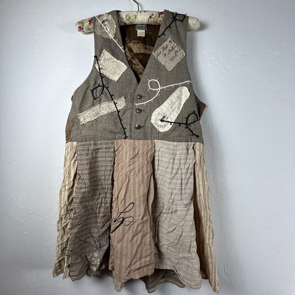 Vintage RARE Staley Gretzinger Postage One Penny Women Patchwork Pleated Top - Picture 1 of 8